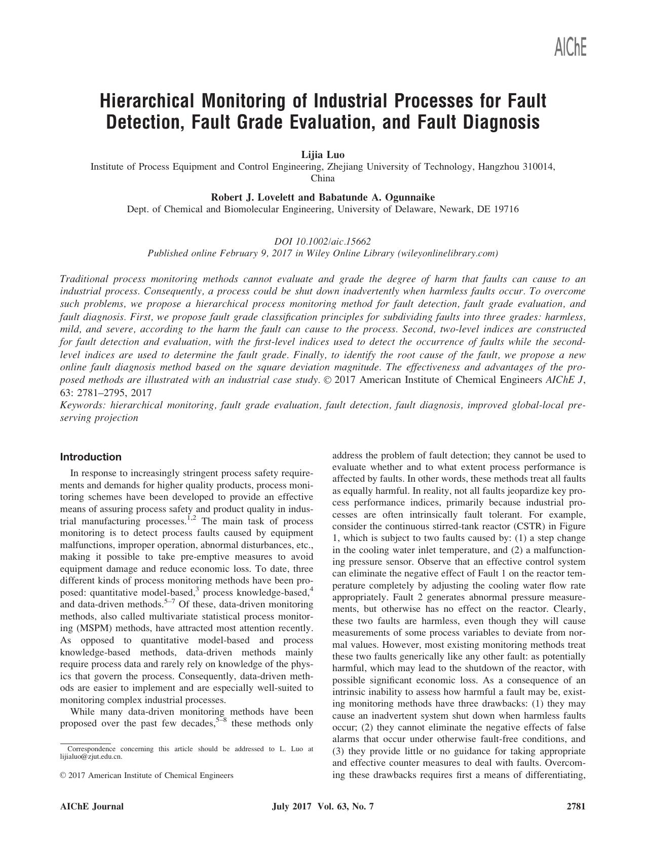 Hierarchical Monitoring of Industrial Processes for Fault Detection, Fault Grade Evaluation, and Fault Diagnosis by Unknown