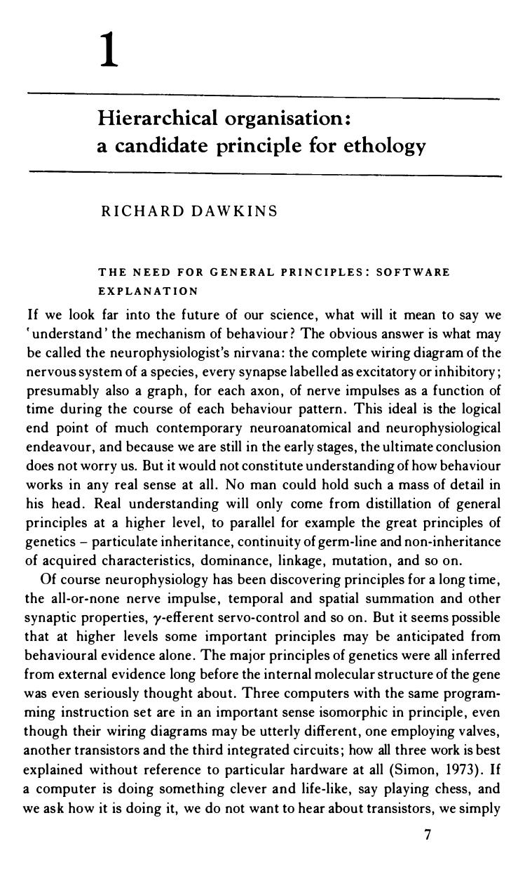Hierarchical Organization by Richard Dawkins