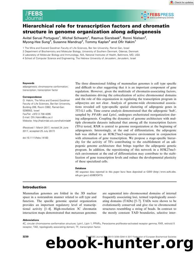 Hierarchical role for transcription factors and chromatin structure in genome organization along adipogenesis by Unknown