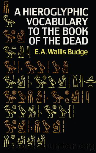 Hieroglyphic Vocabulary to the Book of the Dead by Budge E. A. Wallis;