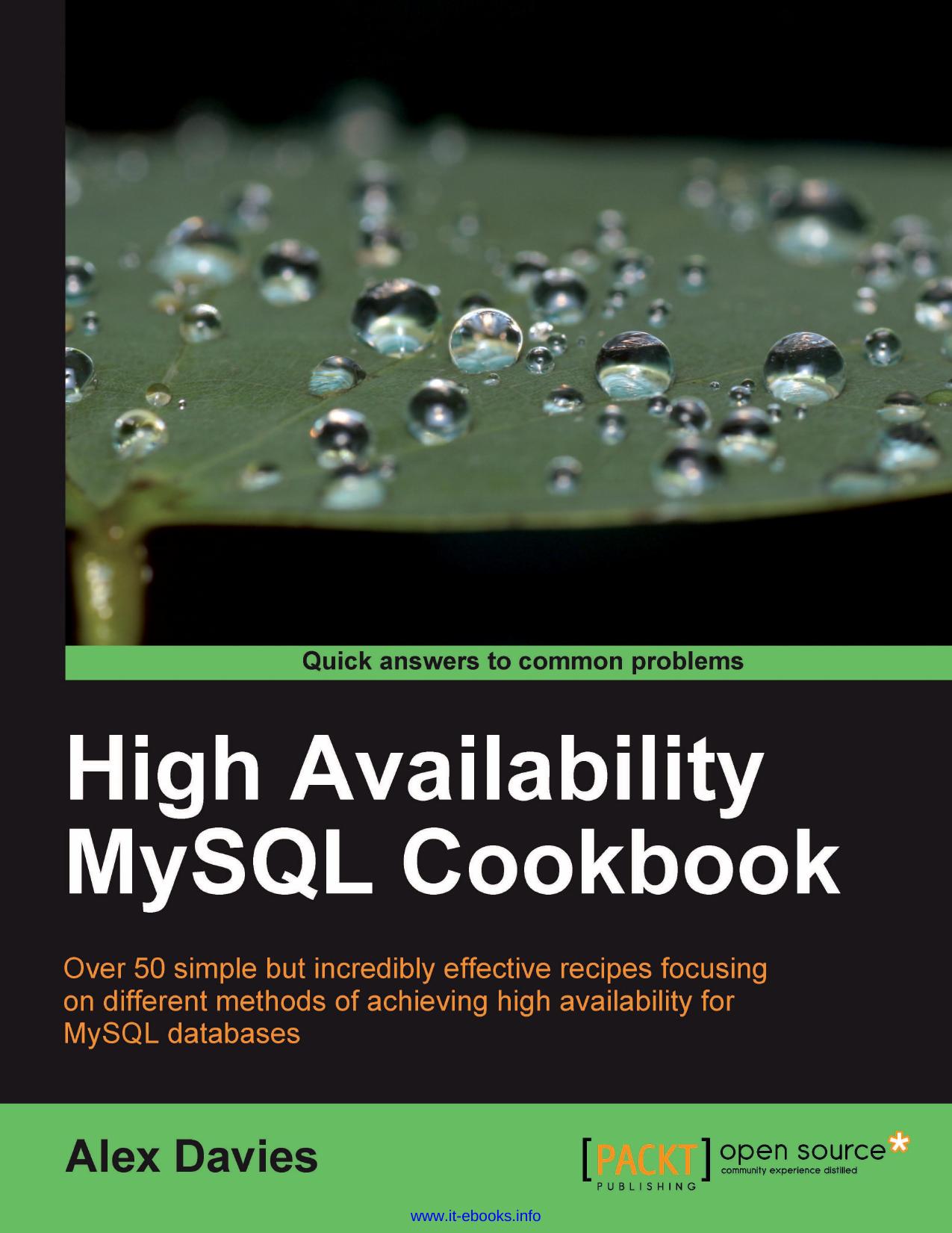 High Availability MySQL Cookbook by Unknown