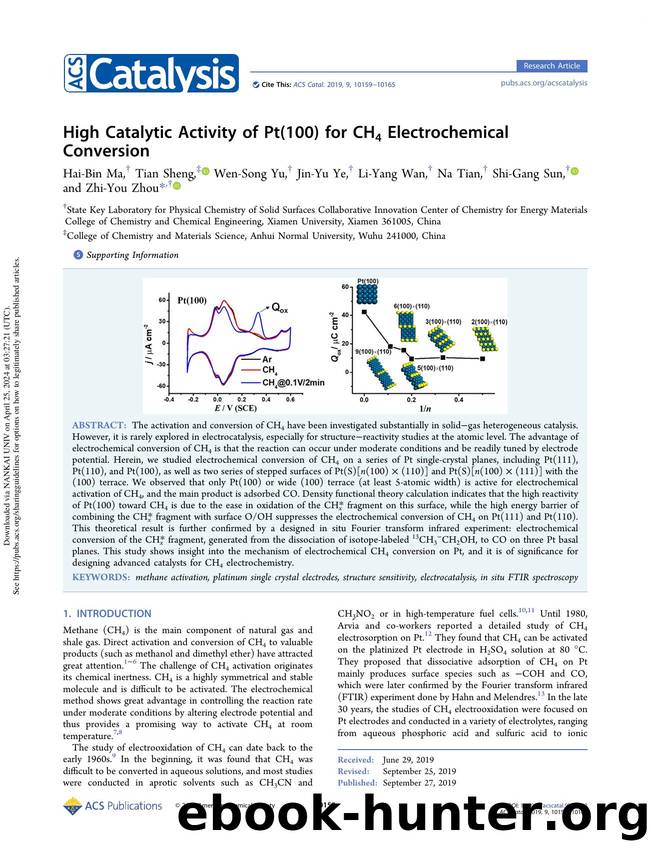 High Catalytic Activity of Pt(100) for CH4 Electrochemical Conversion by Hai-Bin Ma Tian Sheng Wen-Song Yu Jin-Yu Ye Li-Yang Wan Na Tian Shi-Gang Sun & Zhi-You Zhou