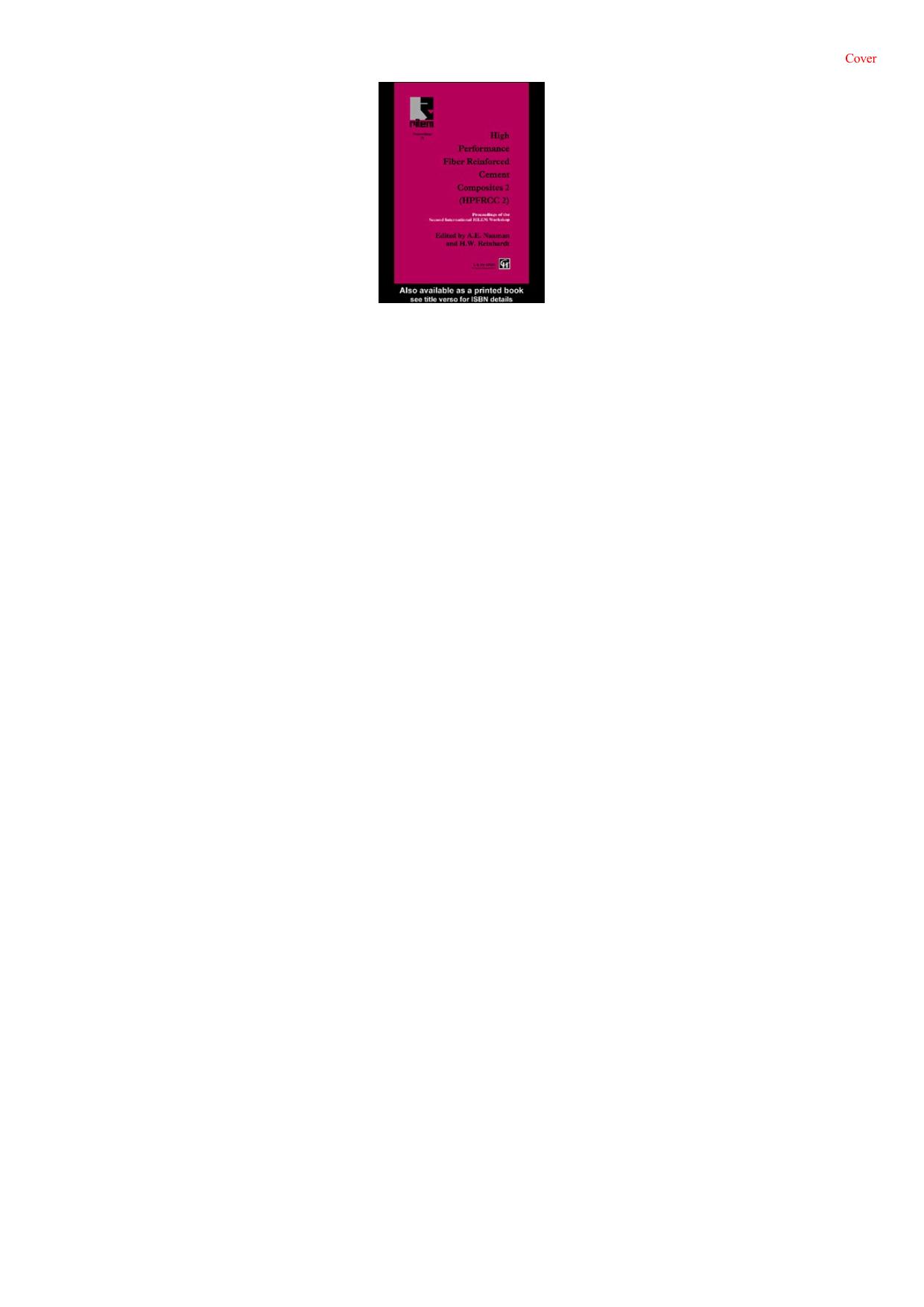 High Performance Fiber Reinforced Cement Composites 2: Proceedings of the International Workshop (No.2) by A.E. Naaman