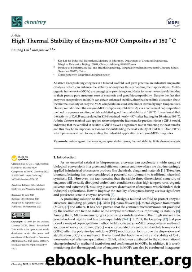 High Thermal Stability of Enzyme-MOF Composites at 180 C by Shitong Cui & Jun Ge