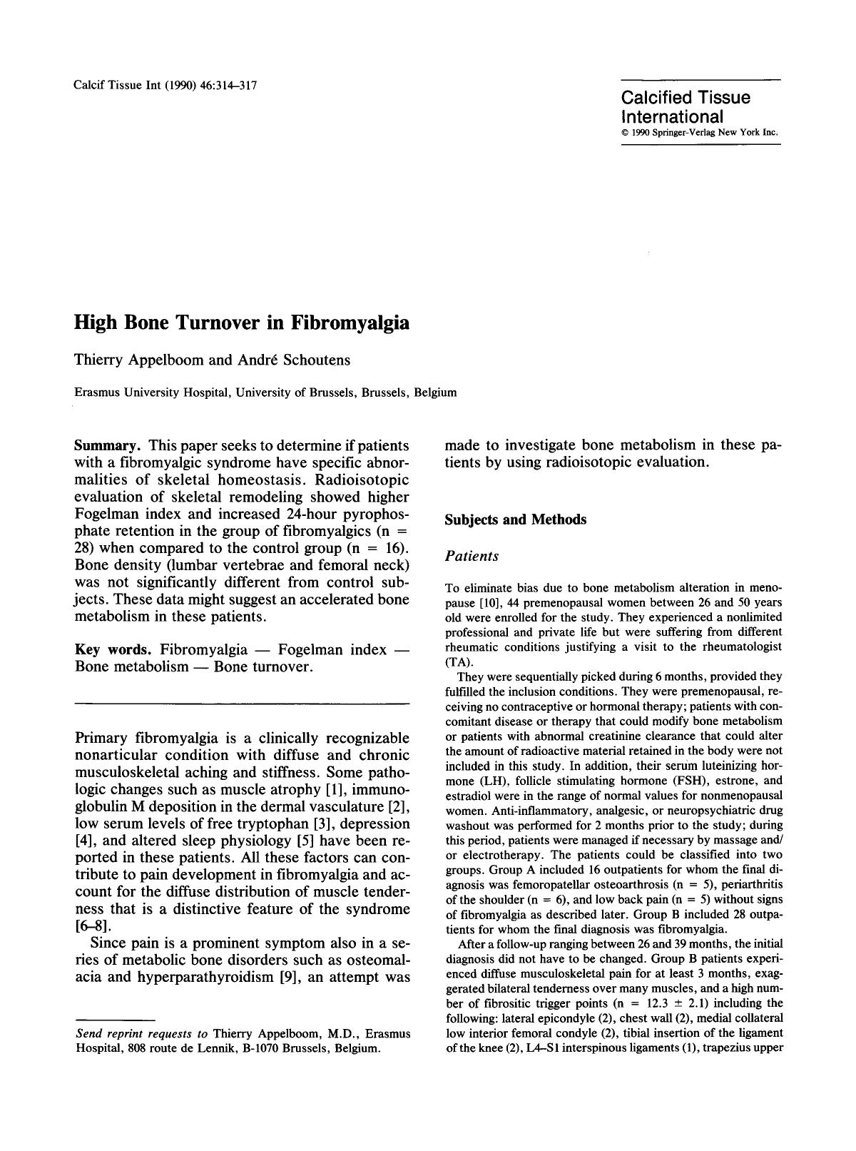 High bone turnover in fibromyalgia by Unknown