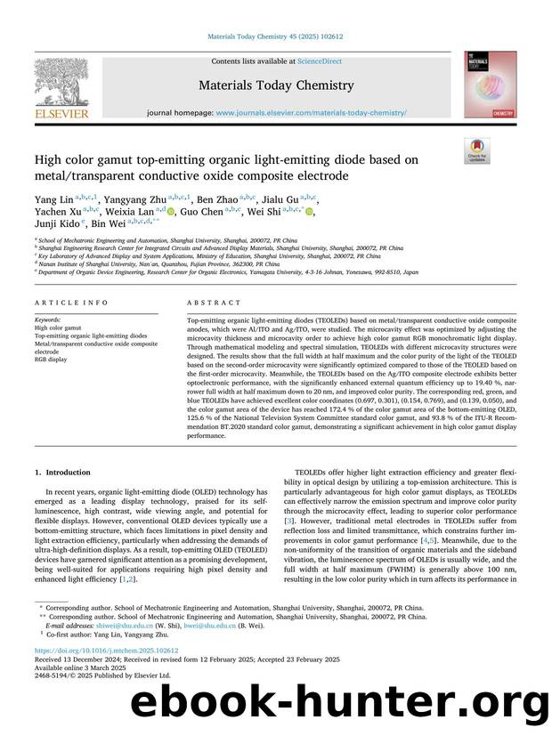 High color gamut top-emitting organic light-emitting diode based on metaltransparent conductive oxide composite electrode by unknow