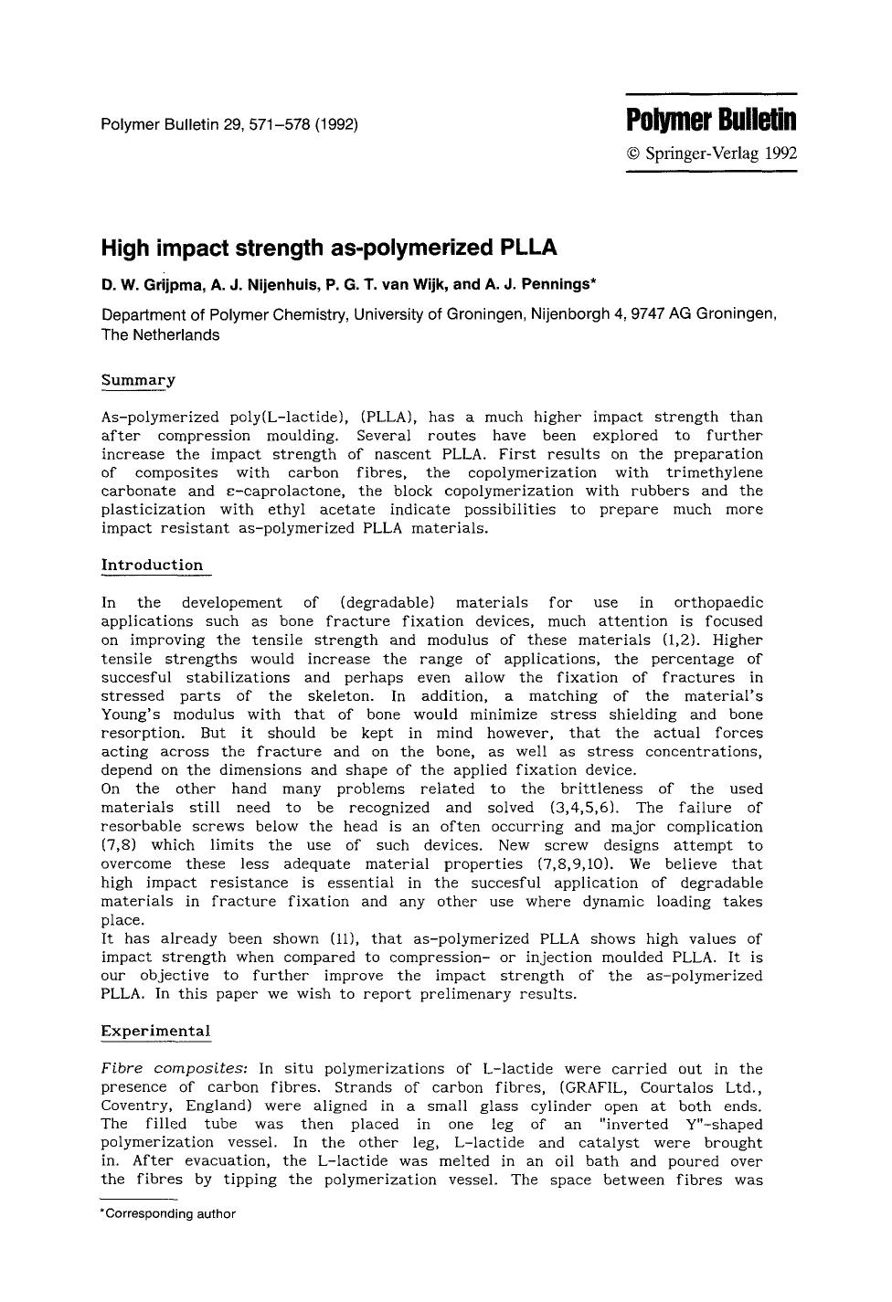 High impact strength as-polymerized PLLA by Unknown