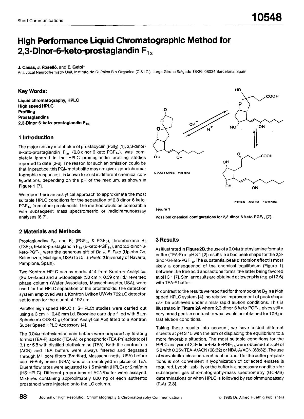High performance liquid chromatographic method for 2,3-dinor-6-keto-prostaglandin F1[alpha] by Unknown