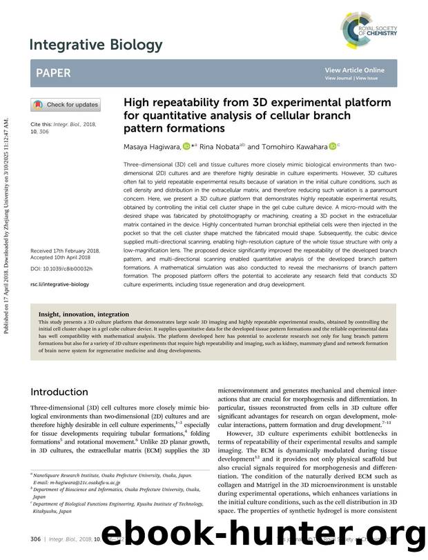 High repeatability from 3D experimental platform for quantitative analysis of cellular branch pattern formations by Masaya Hagiwara & Rina Nobata & Tomohiro Kawahara