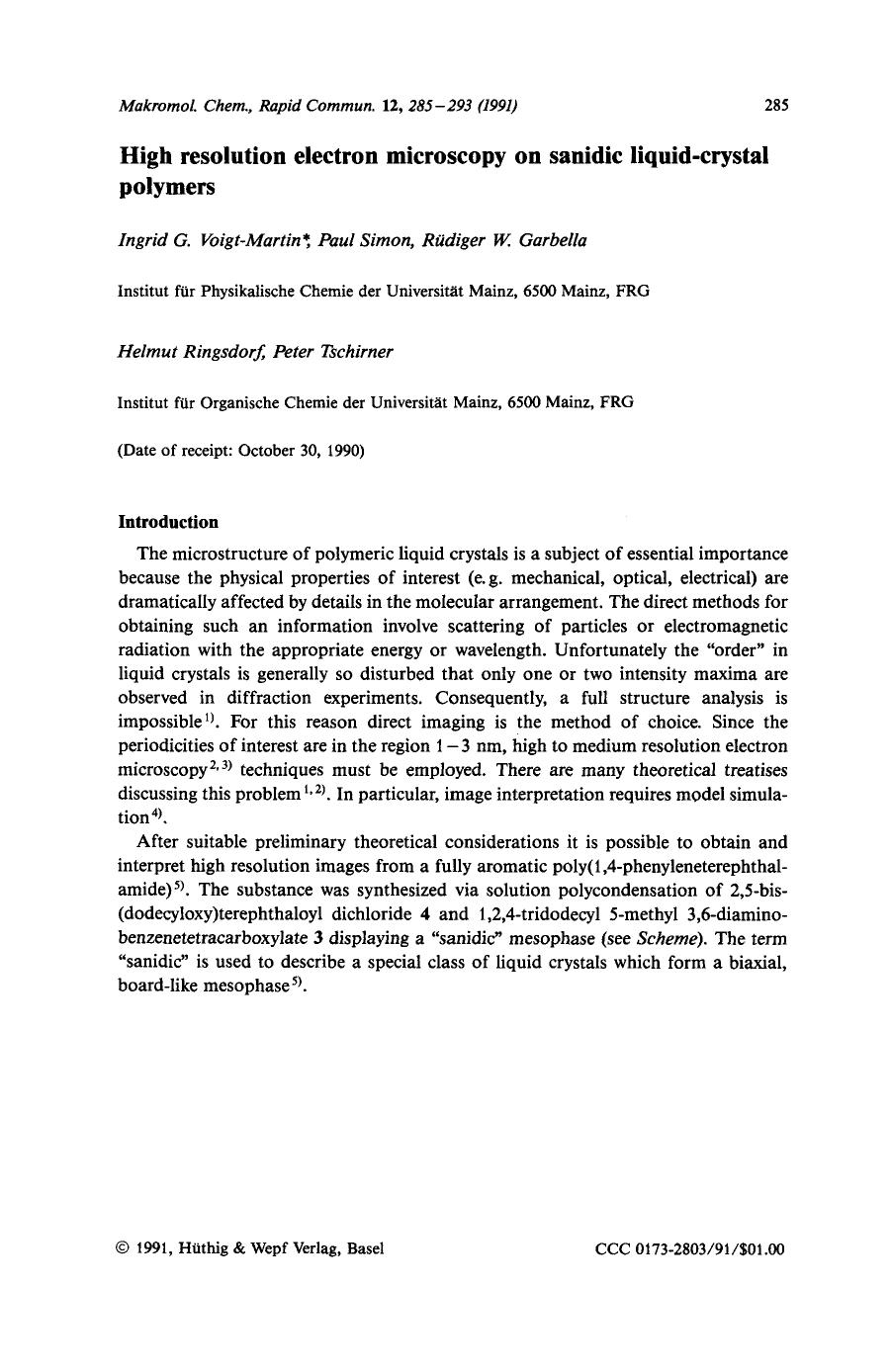 High resolution electron microscopy on sanidic liquid-crystal polymers by Unknown