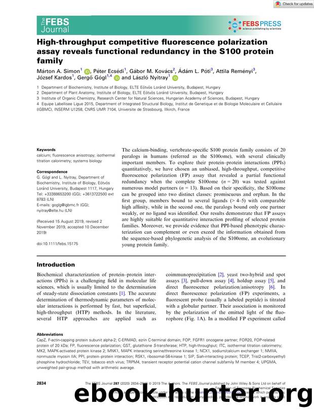 Highâthroughput competitive fluorescence polarization assay reveals functional redundancy in the S100 protein family by Unknown