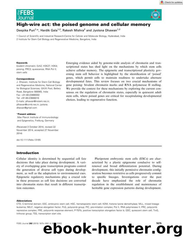 Highâwire act: the poised genome and cellular memory by Unknown