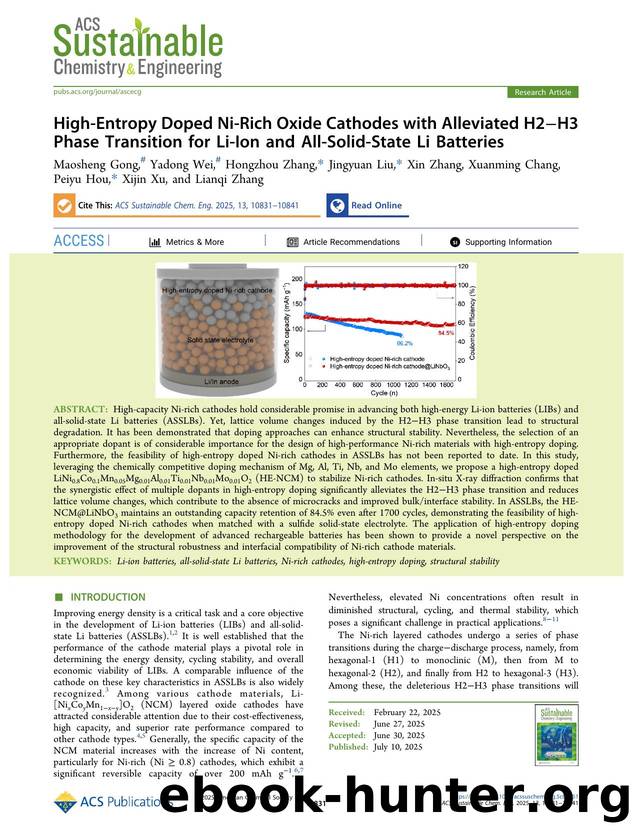 High-Entropy Doped Ni-Rich Oxide Cathodes with Alleviated H2âH3 Phase Transition for Li-Ion and All-Solid-State Li Batteries by unknow