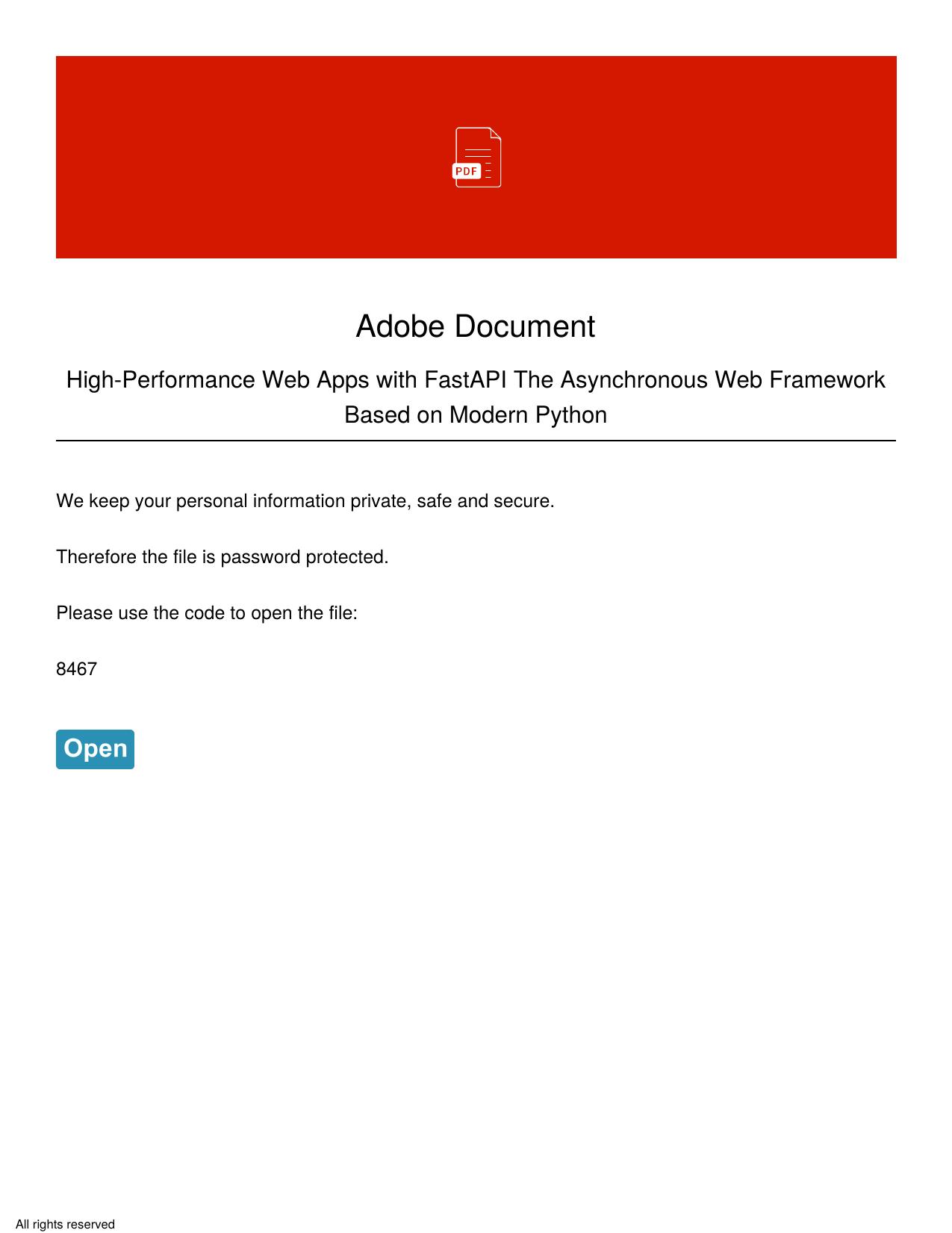 High-Performance Web Apps with FastAPI The Asynchronous Web Framework Based on Modern Python by Unknown