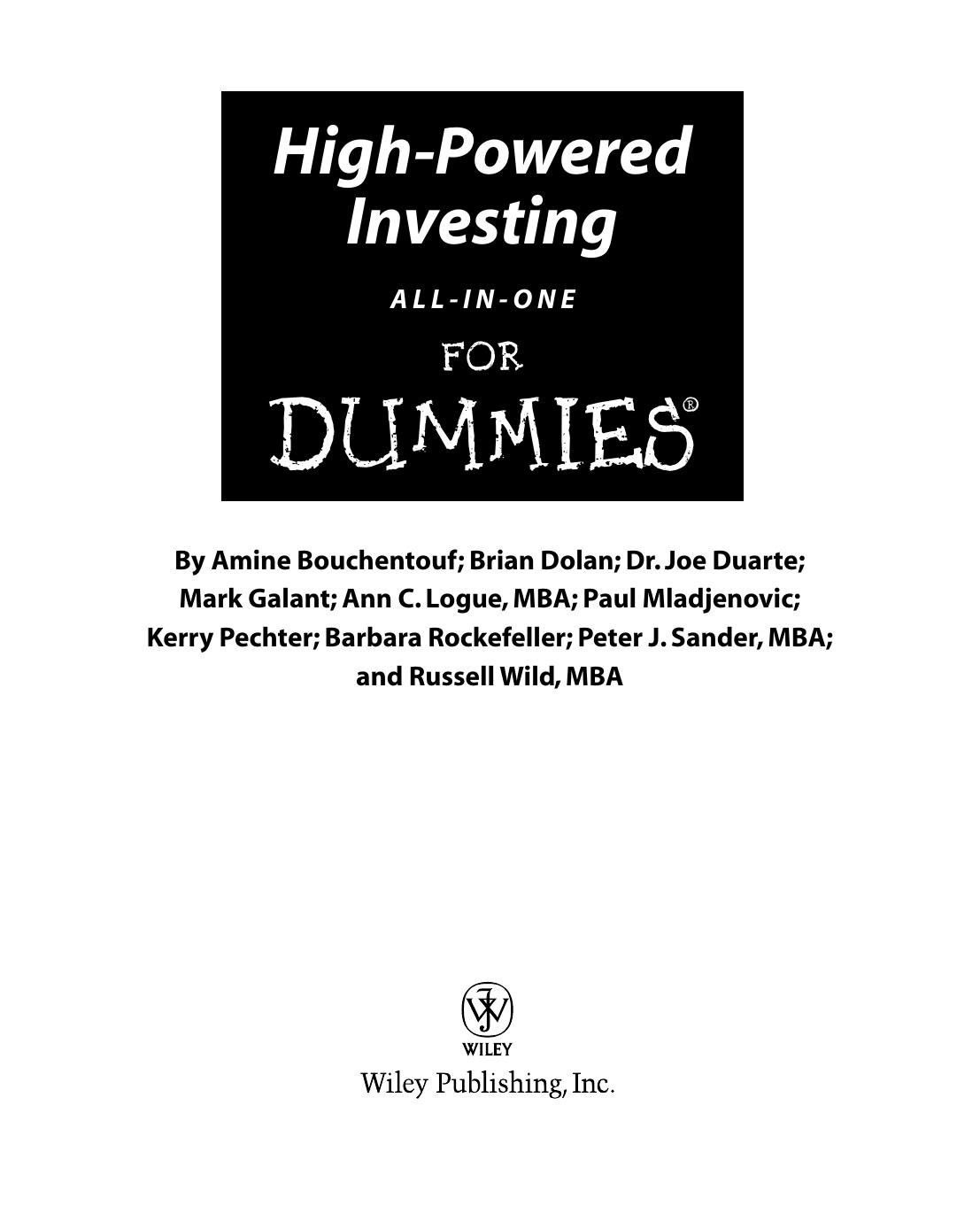 High-Powered Investing All-in-One for DUMmIES by Unknown