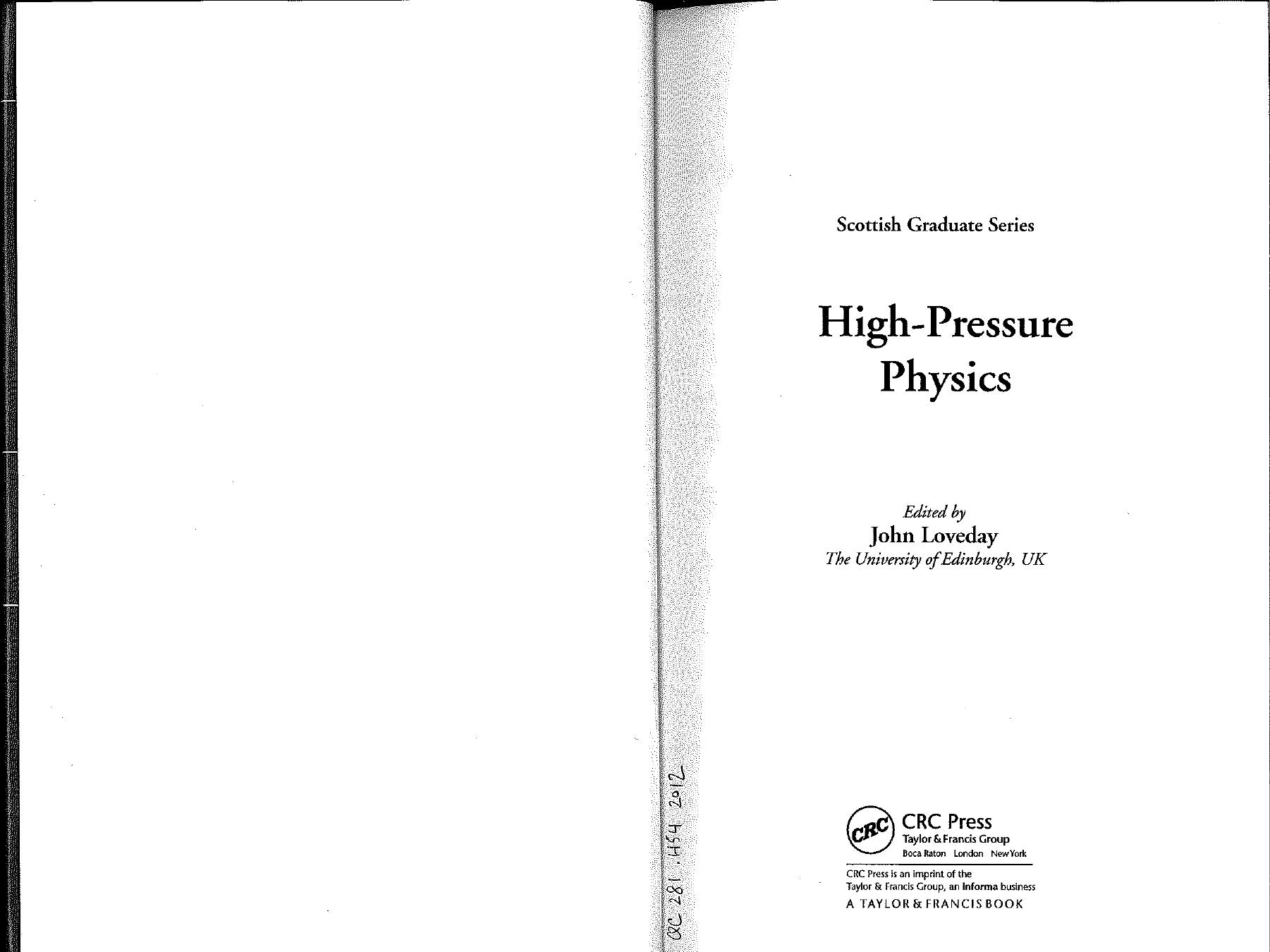 High-Pressure Physics by John Loveday