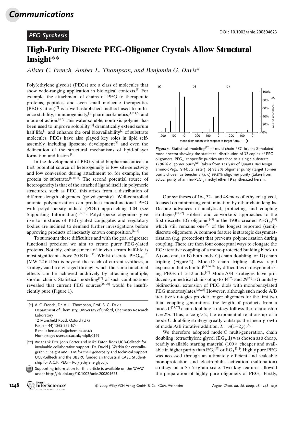 High-Purity Discrete PEG-Oligomer Crystals Allow Structural Insight by Unknown