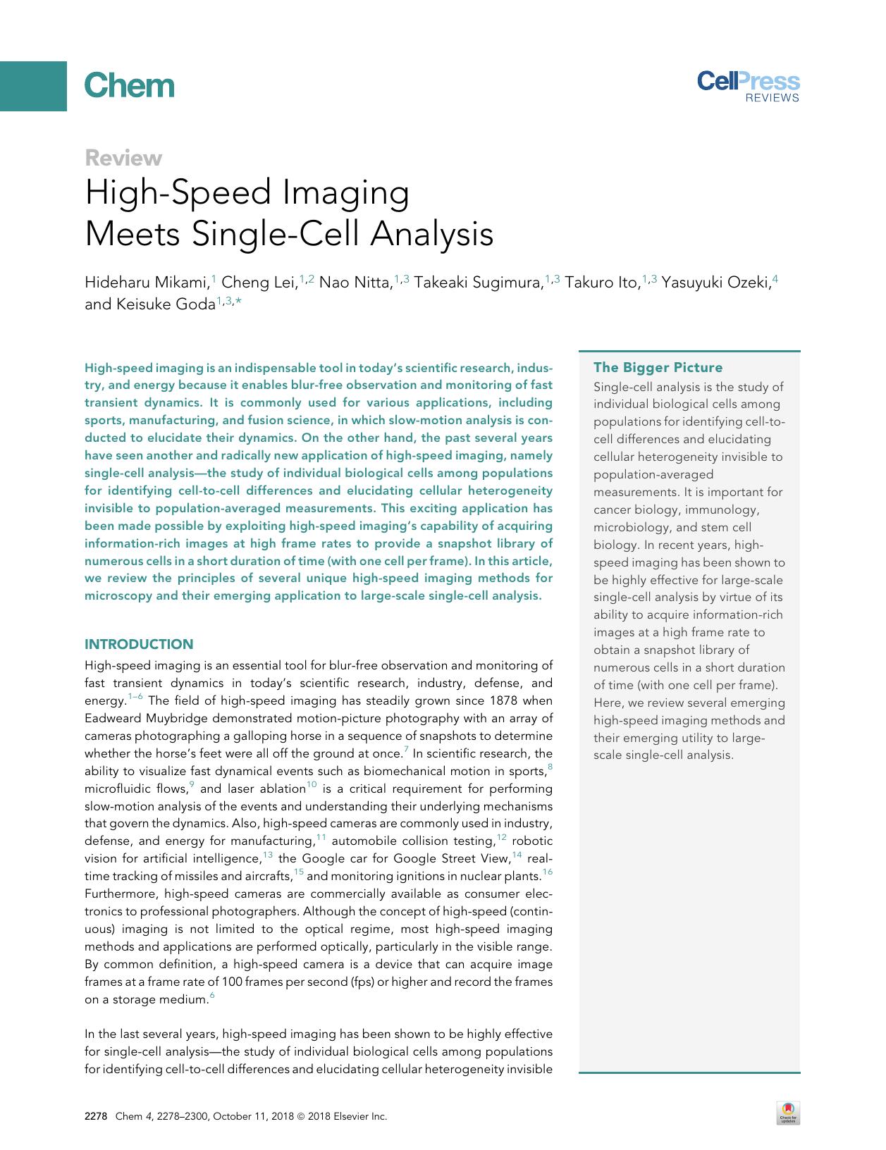 High-Speed Imaging Meets Single-Cell Analysis by unknow