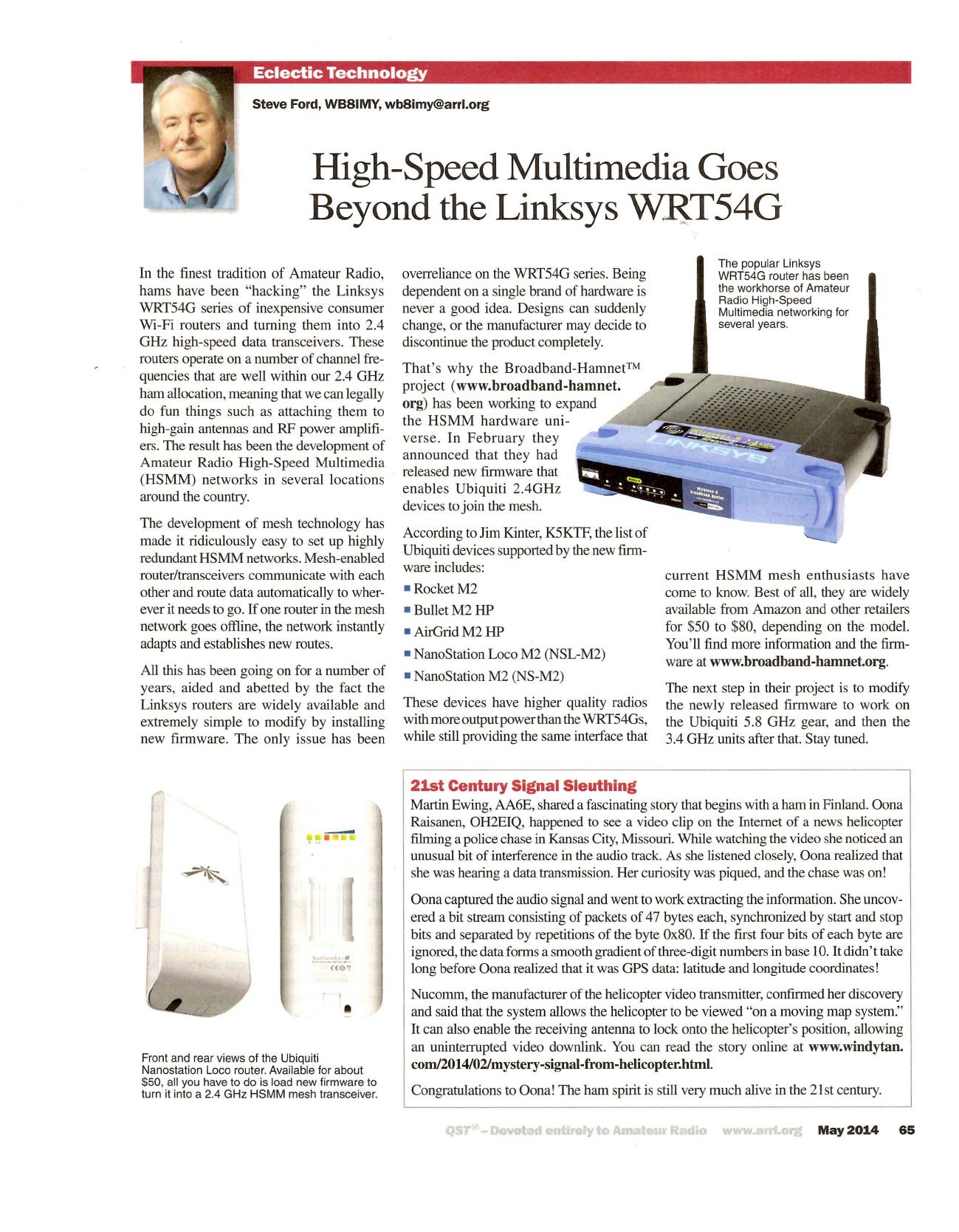 High-Speed Multimedia Goes Beyond the Linksys WRT54G by WB8IMY