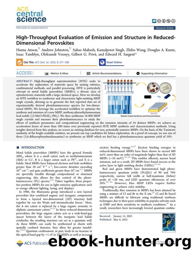 High-Throughput Evaluation of Emission and Structure in Reduced-Dimensional Perovskites by unknow
