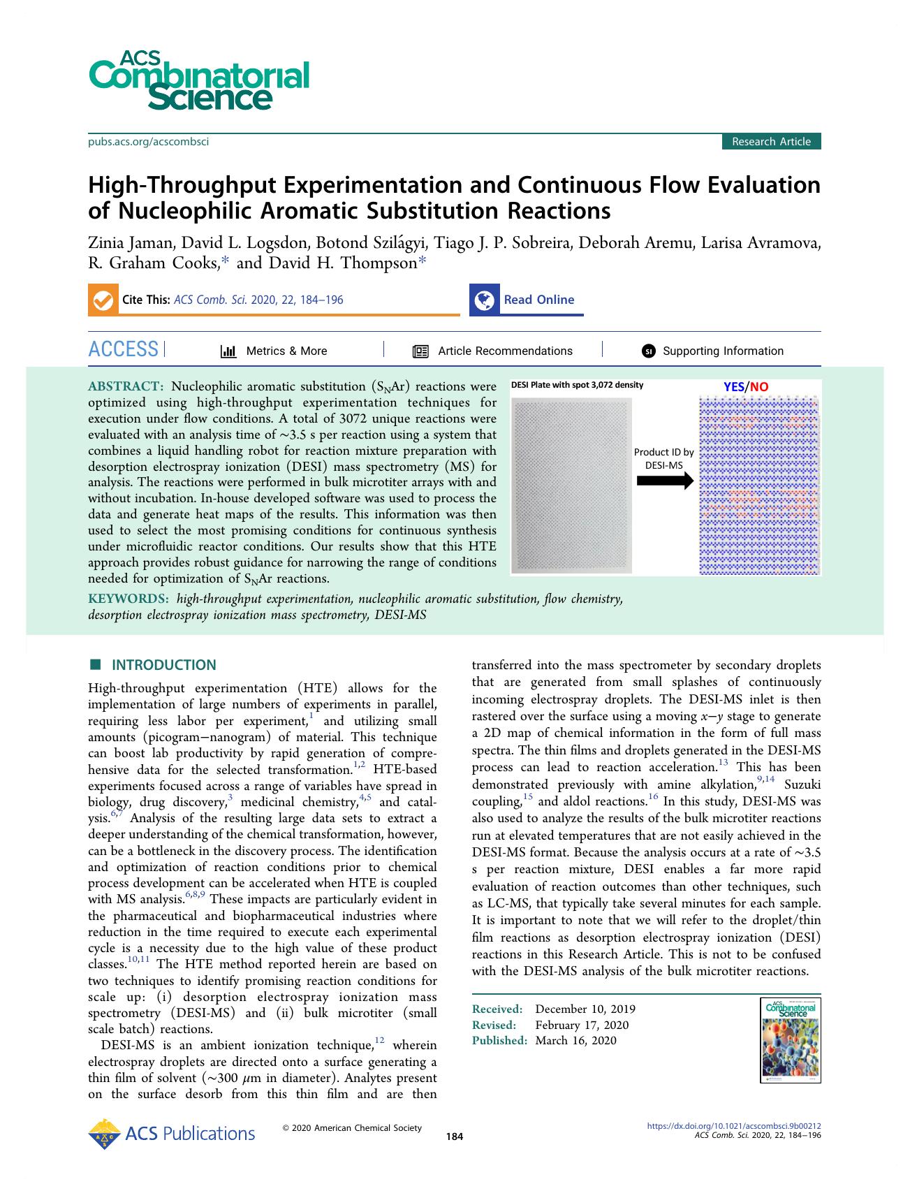 High-Throughput Experimentation and Continuous Flow Evaluation of Nucleophilic Aromatic Substitution Reactions by unknow
