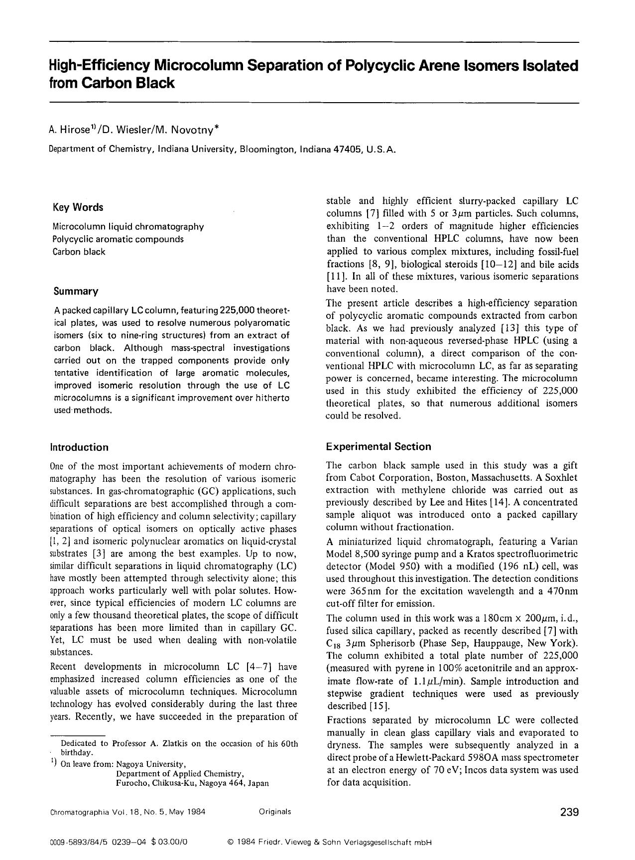 High-efficiency microcolumn separation of polycyclic arene isomers isolated from carbon black by Unknown