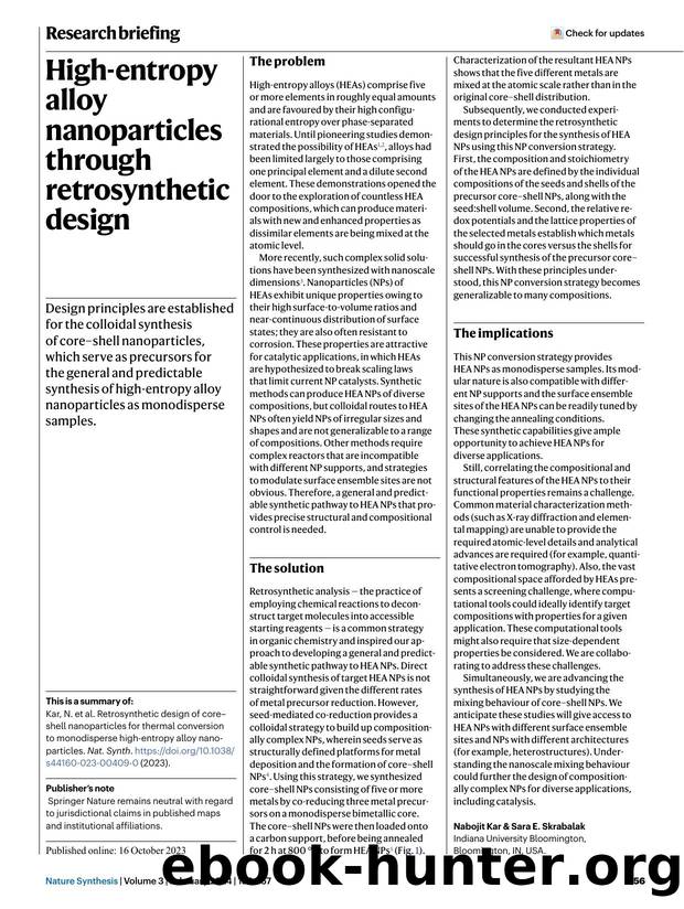 High-entropy alloy nanoparticles through retrosynthetic design by Unknown