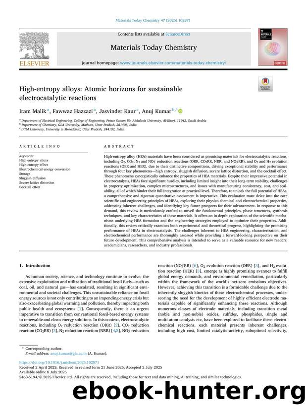 High-entropy alloys: Atomic horizons for sustainable electrocatalytic reactions by Iram Malik & Fawwaz Hazzazi & Jasvinder Kaur & Anuj Kumar