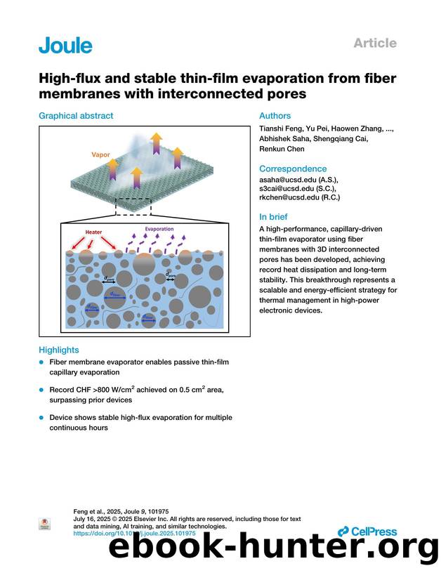 High-flux and stable thin-film evaporation from fiber membranes with interconnected pores by unknow