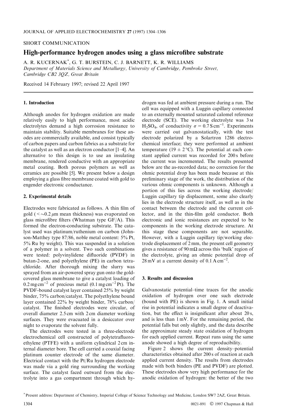 High-performance hydrogen anodes using a glass microfibre substrate by Unknown