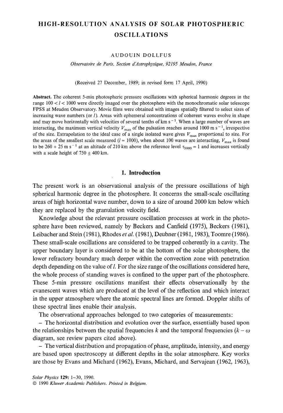 High-resolution analysis of solar photospheric oscillations by Unknown