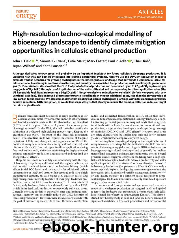 High-resolution technoâecological modelling of a bioenergy landscape to identify climate mitigation opportunities in cellulosic ethanol production by unknow