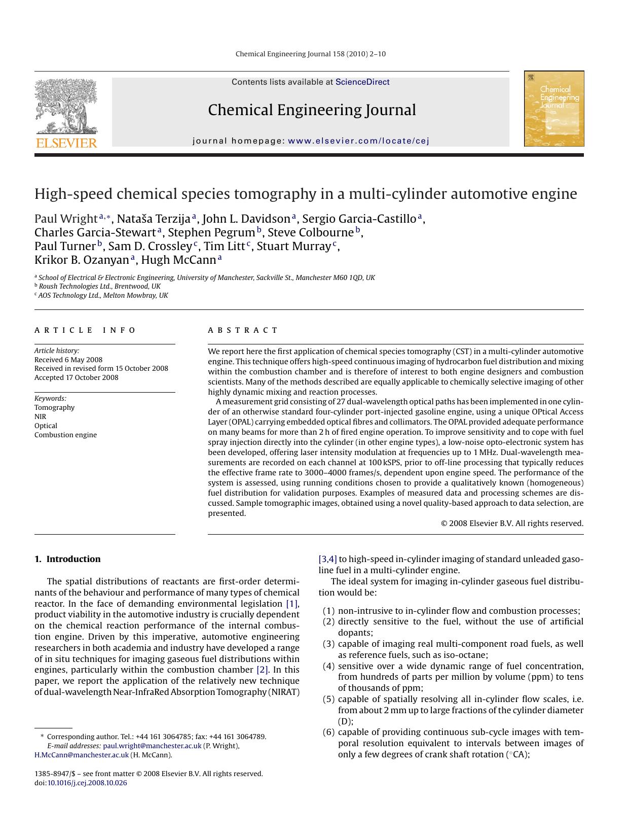 High-speed chemical species tomography in a multi-cylinder automotive engine by unknow