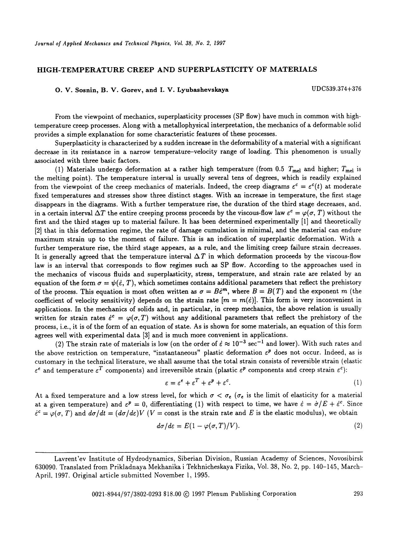 High-temperature creep and superplasticity of materials by Unknown