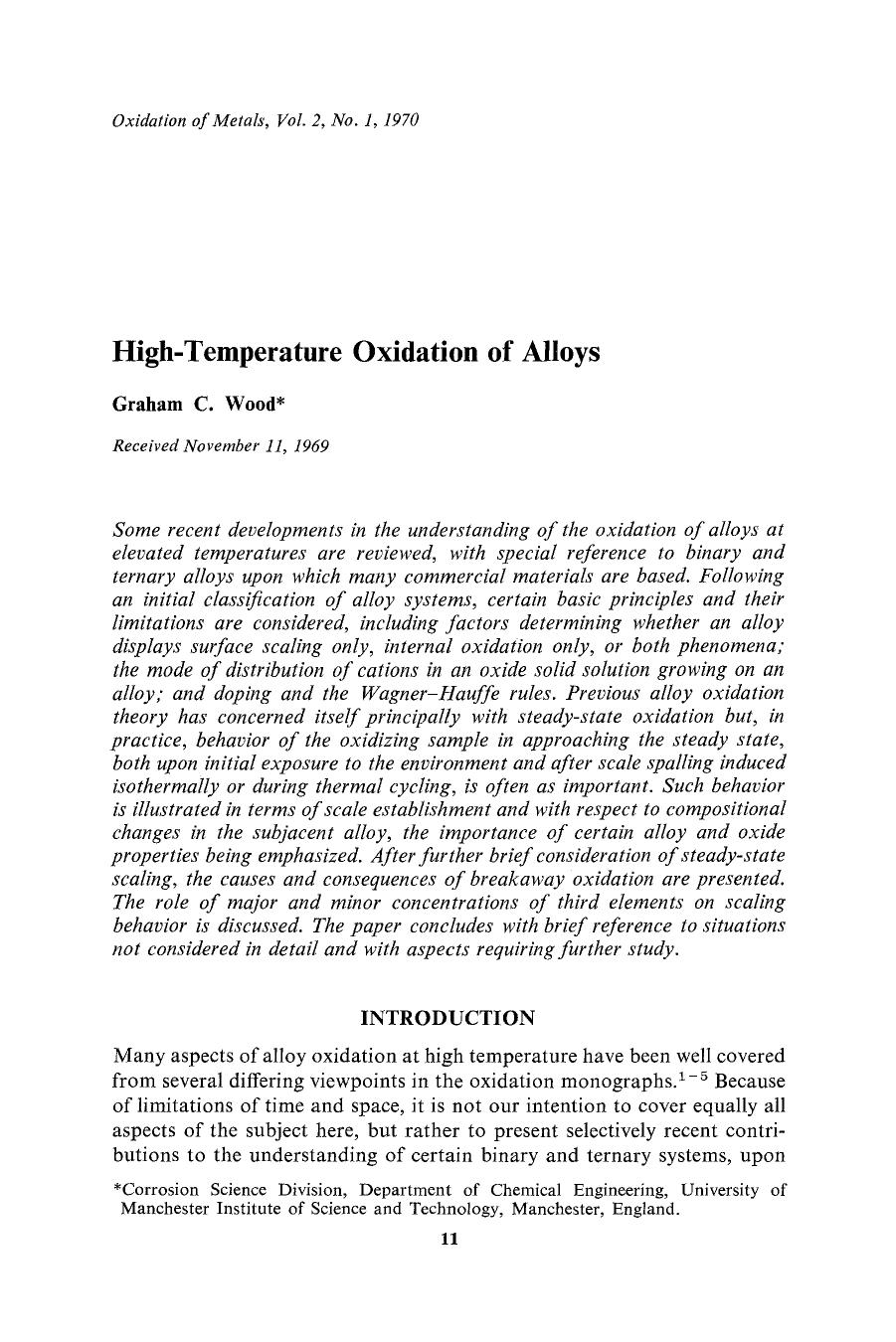 High-temperature oxidation of alloys by Unknown
