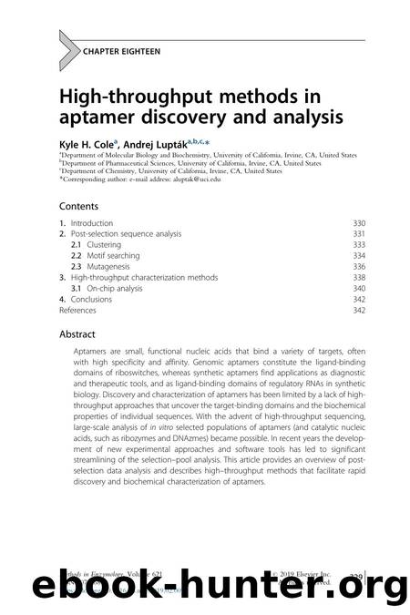High-throughput methods in aptamer discovery and analysis by Kyle H. Cole & Andrej Lupták