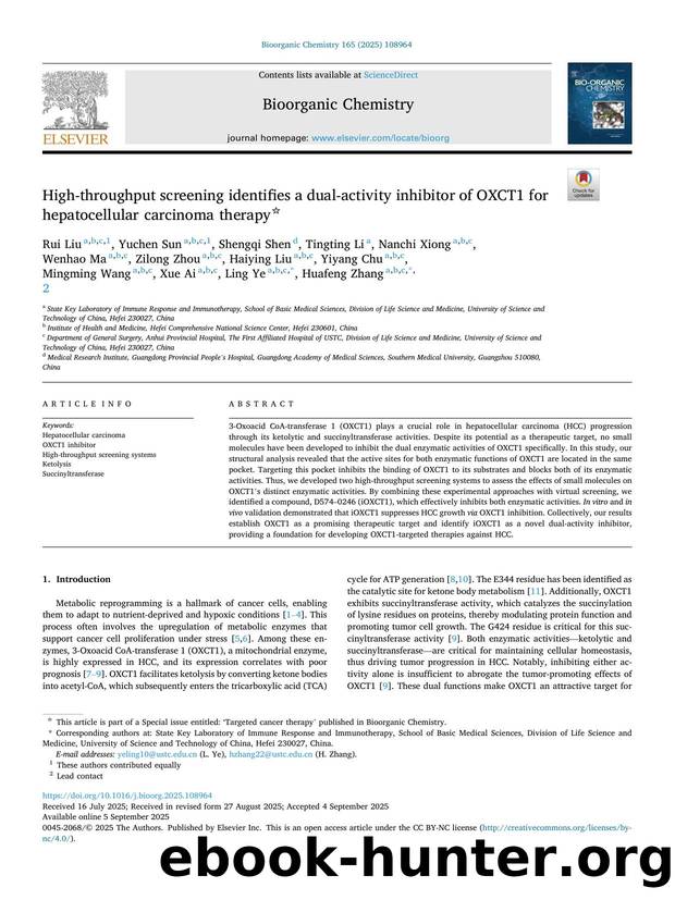 High-throughput screening identifies a dual-activity inhibitor of OXCT1 for hepatocellular carcinoma therapy by unknow