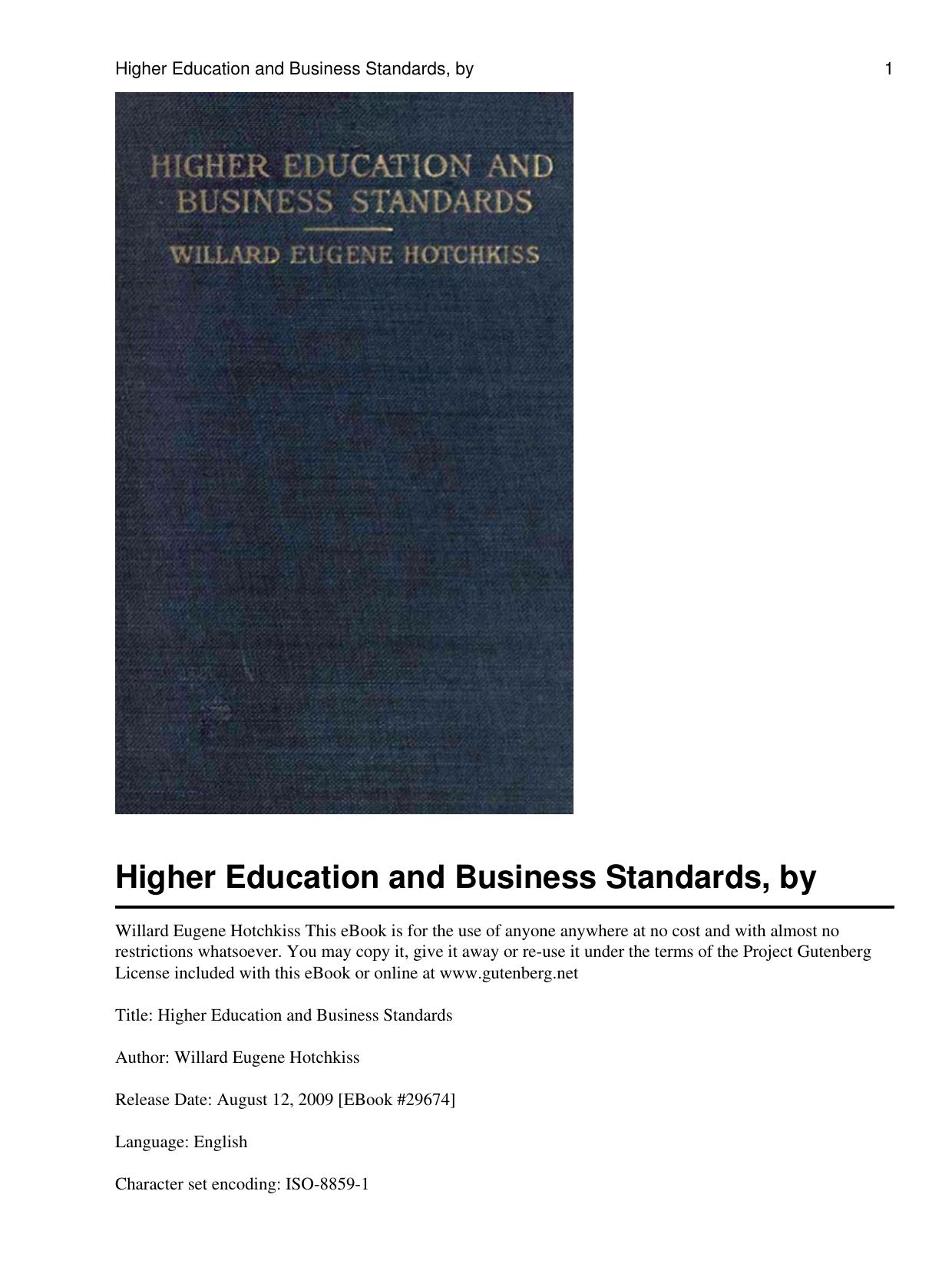 Higher education and business standards by Hotchkiss Willard Eugene