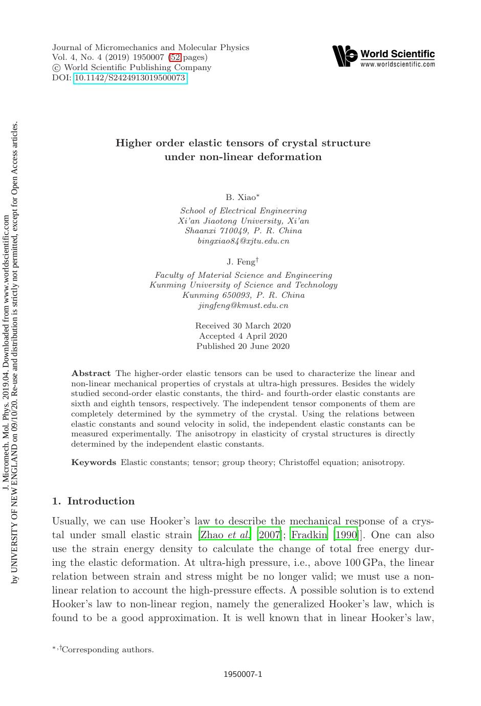 Higher order elastic tensors of crystal structure under non-linear deformation by unknow