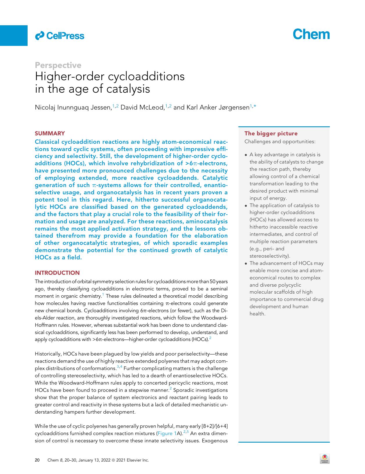 Higher-order cycloadditions in the age of catalysis by Nicolaj Inunnguaq Jessen & David McLeod & Karl Anker Jørgensen