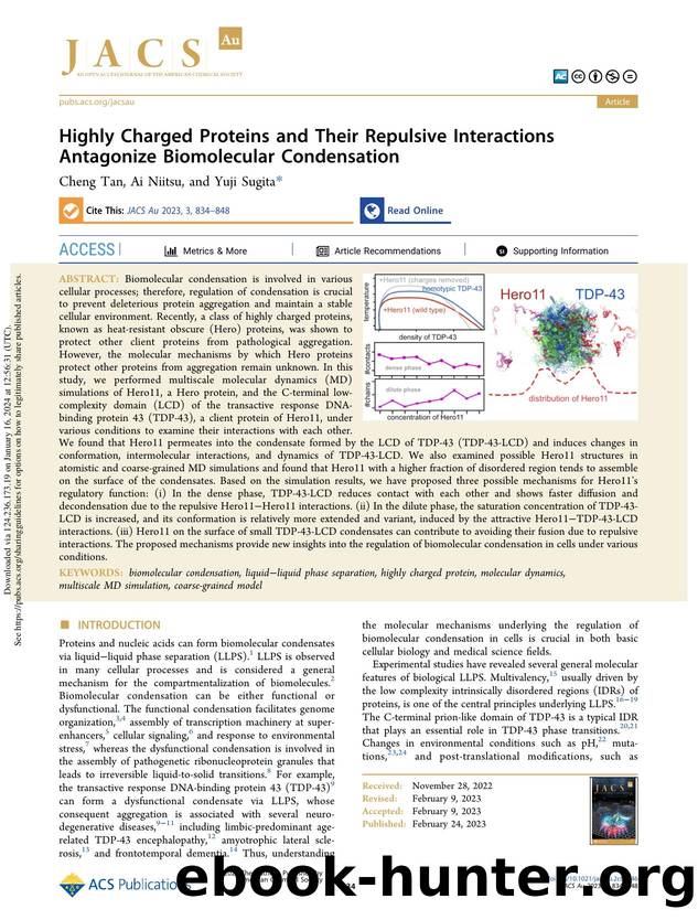 Highly Charged Proteins and Their Repulsive Interactions Antagonize Biomolecular Condensation by Cheng Tan Ai Niitsu & Yuji Sugita