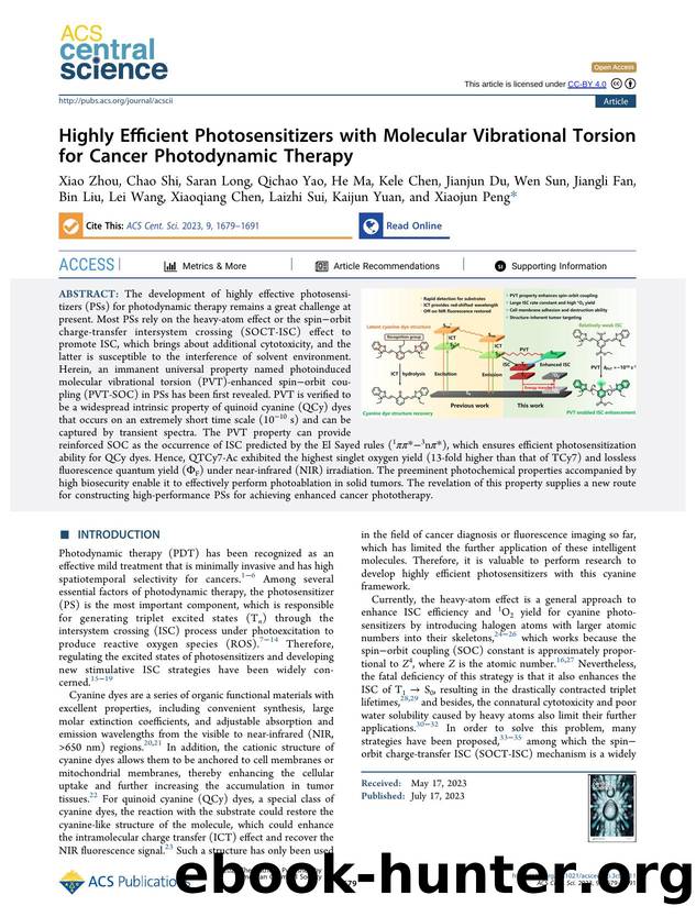 Highly Efficient Photosensitizers with Molecular Vibrational Torsion for Cancer Photodynamic Therapy by unknow