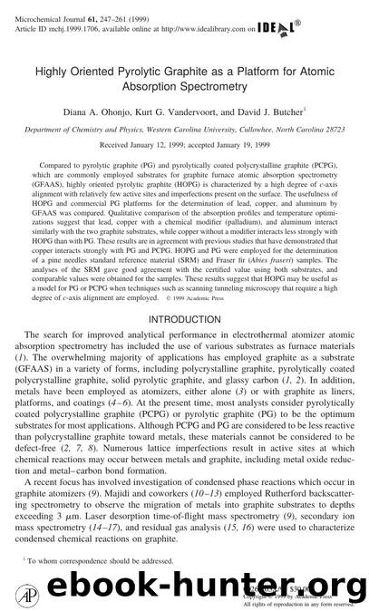 Highly Oriented Pyrolytic Graphite as a Platform for Atomic Absorption Spectrometry by Ohonjo D. A. et al