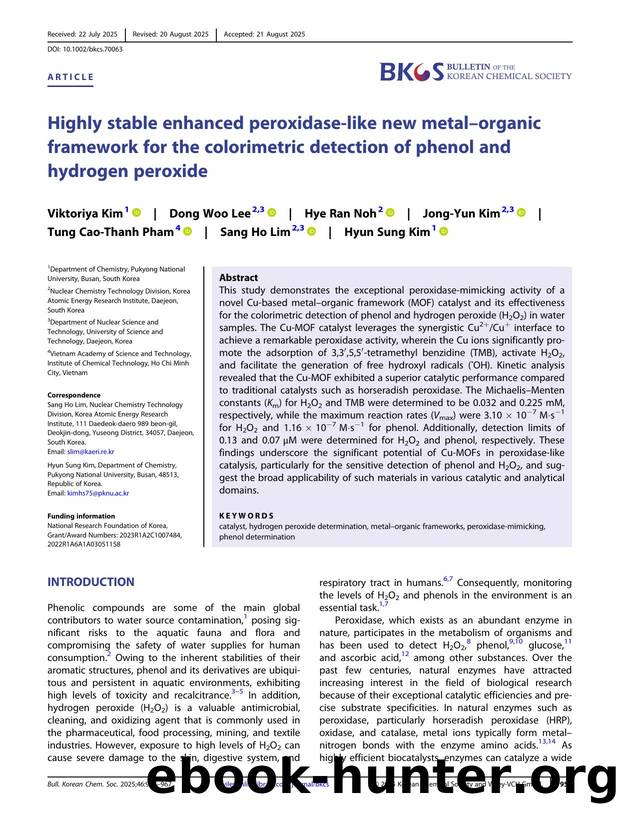 Highly Stable Enhanced Peroxidaseâlike New Metal-organic Framework for the Colorimetric Detection of Phenol and Hydrogen Peroxide by Unknown