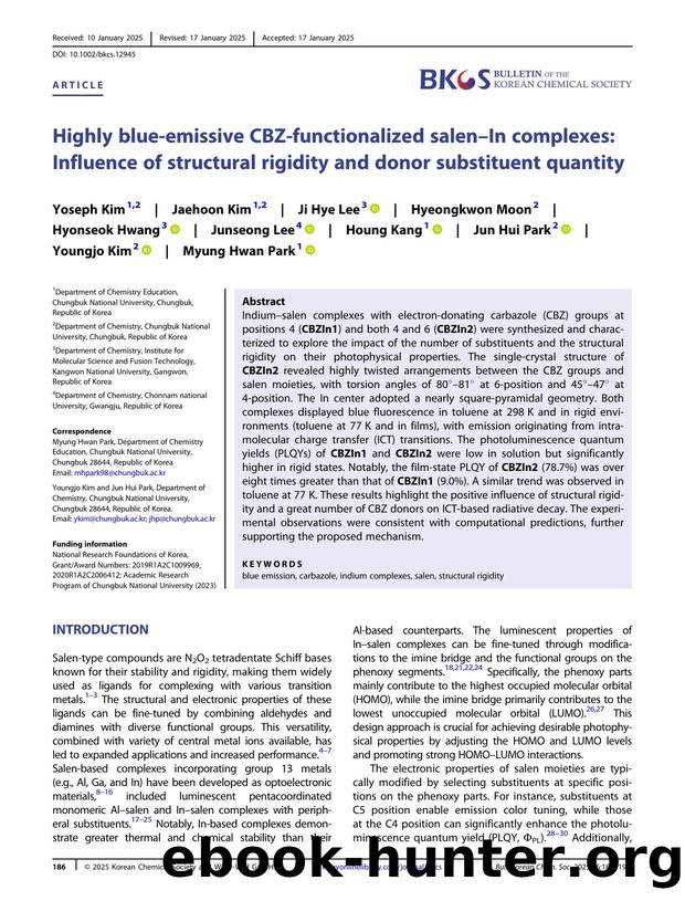 Highly blueâemissive CBZâfunctionalized salen-In complexes: Influence of structural rigidity and donor substituent quantity by Unknown