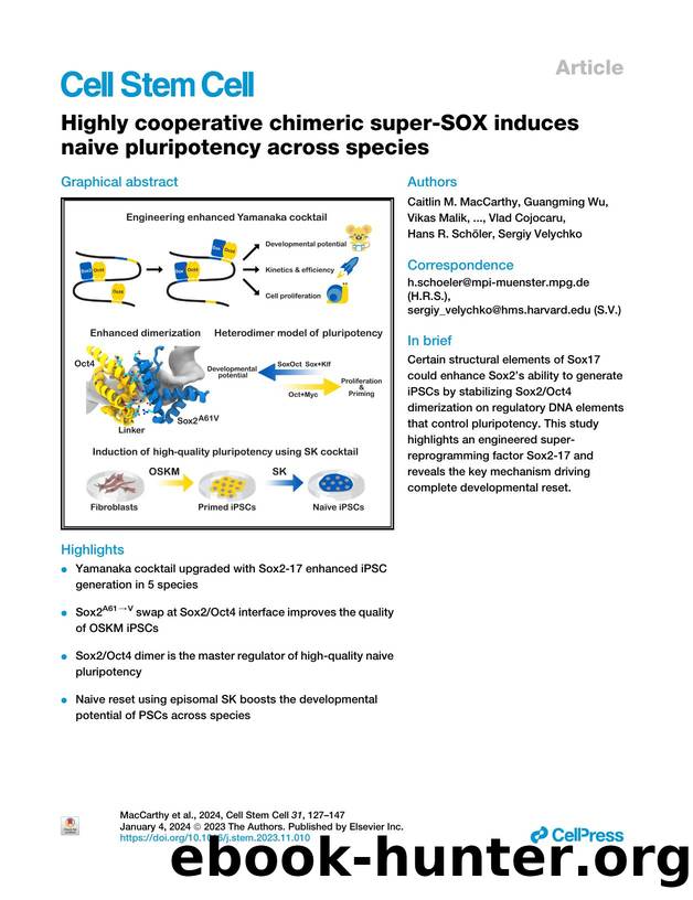Highly cooperative chimeric super-SOX induces naive pluripotency across species by unknow