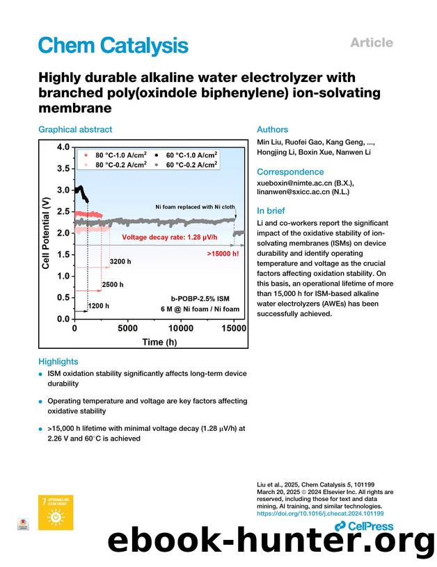 Highly durable alkaline water electrolyzer with branched poly(oxindole biphenylene) ion-solvating membrane by unknow