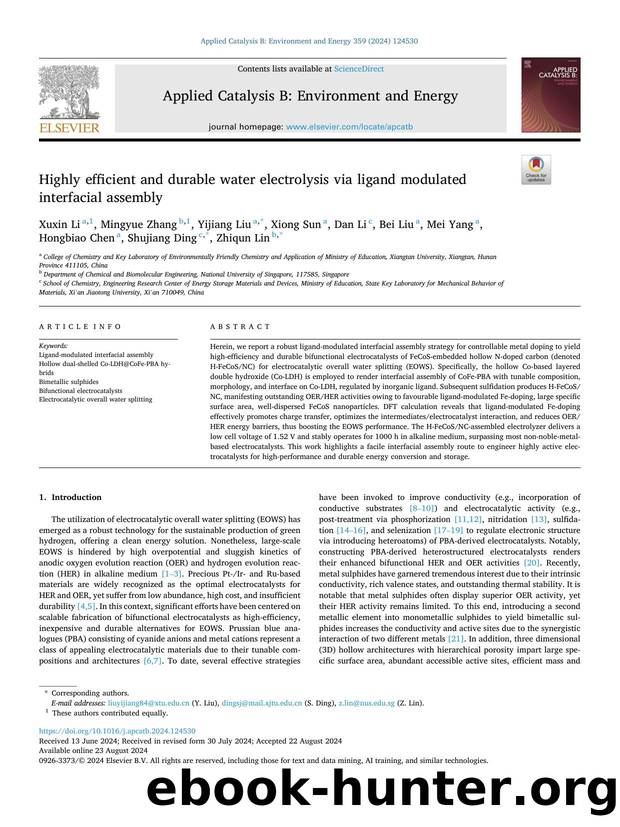 Highly efficient and durable water electrolysis via ligand modulated interfacial assembly by unknow