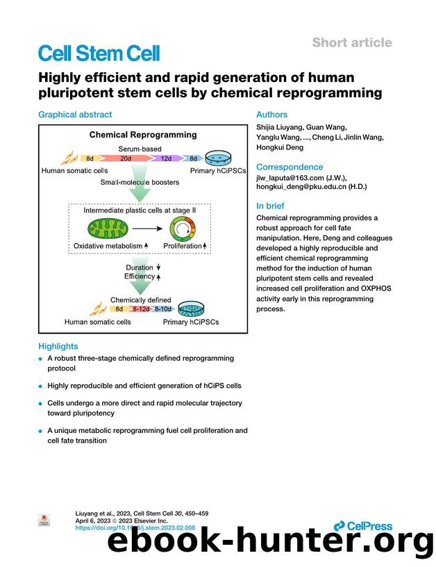 Highly efficient and rapid generation of human pluripotent stem cells by chemical reprogramming by unknow