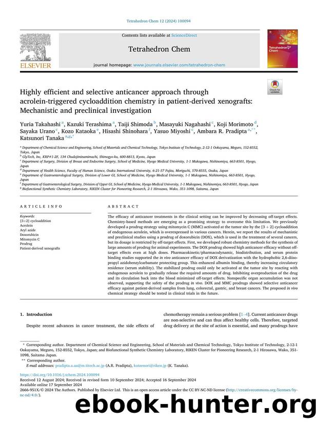Highly efficient and selective anticancer approach through acrolein-triggered cycloaddition chemistry in patient-derived xenografts: Mechanistic and preclinical investigation by unknow